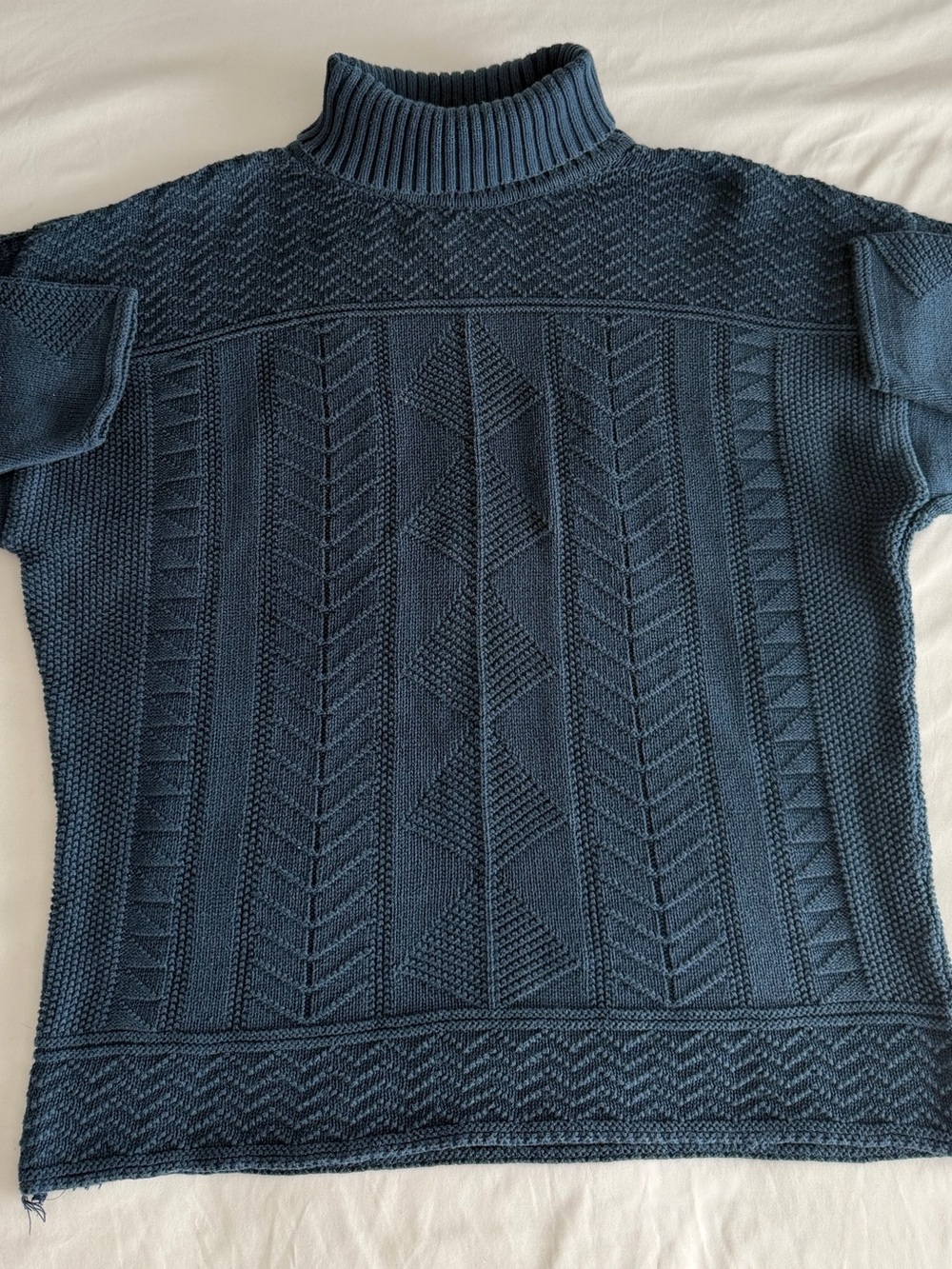 VTG Liz Claiborne Sport 100% Cotton Blue Knit Turtleneck Sweater